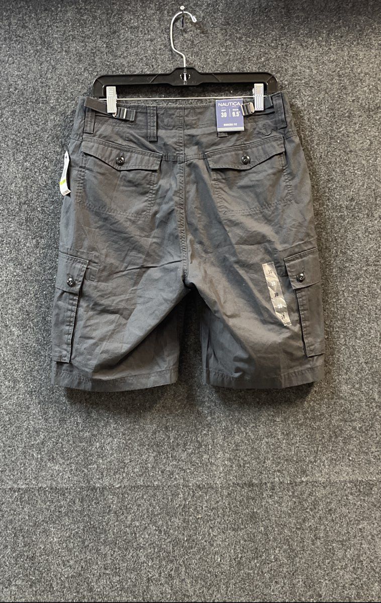 Nautica Men's Off Black Anchor Cotton Cargo Shorts 9.5" Inseam Size 30 NWT