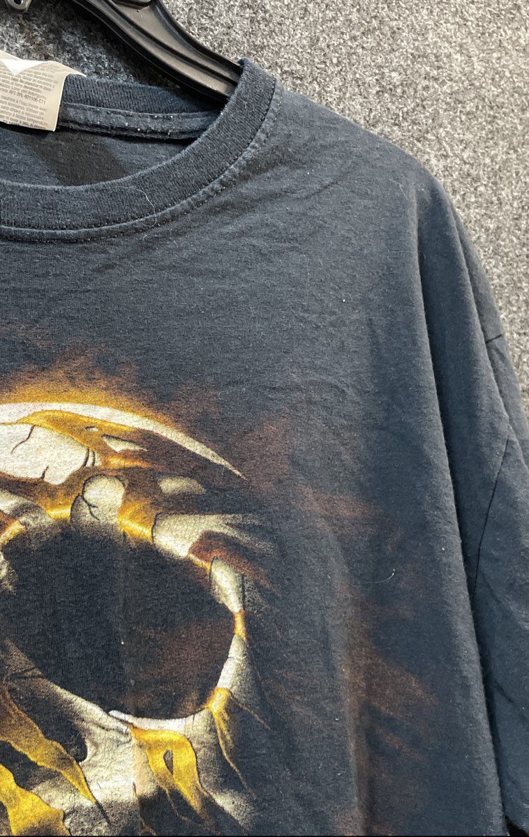 Fruit of the Loom Flaming Screaming Skull Graphic T-Shirt Double Stitch Sz L
