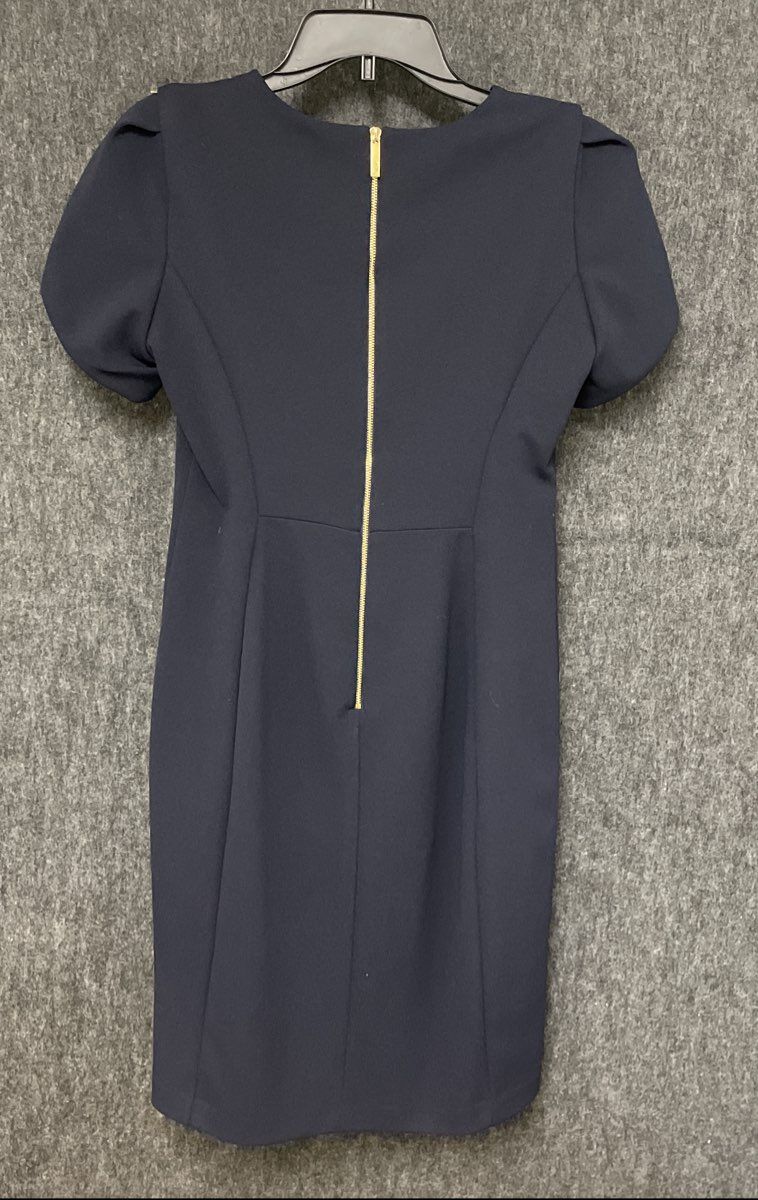 Calvin Klein Women's Navy Blue Tulip Sleeve Sheath Dress Size 10P