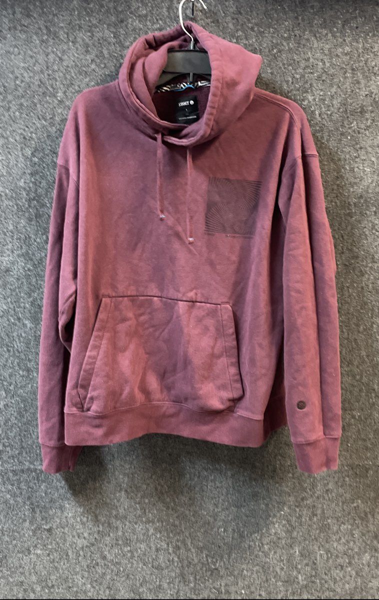 Stance Men's Burgundy Graphic Pullover Funnel Neck Fleece Hoodie Sz L