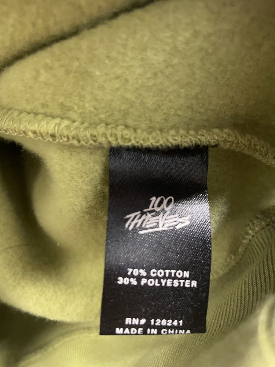 100 Thieves Men's Wolf Pullover Hoodie Olive Green Graphic Sweatshirt Sz L