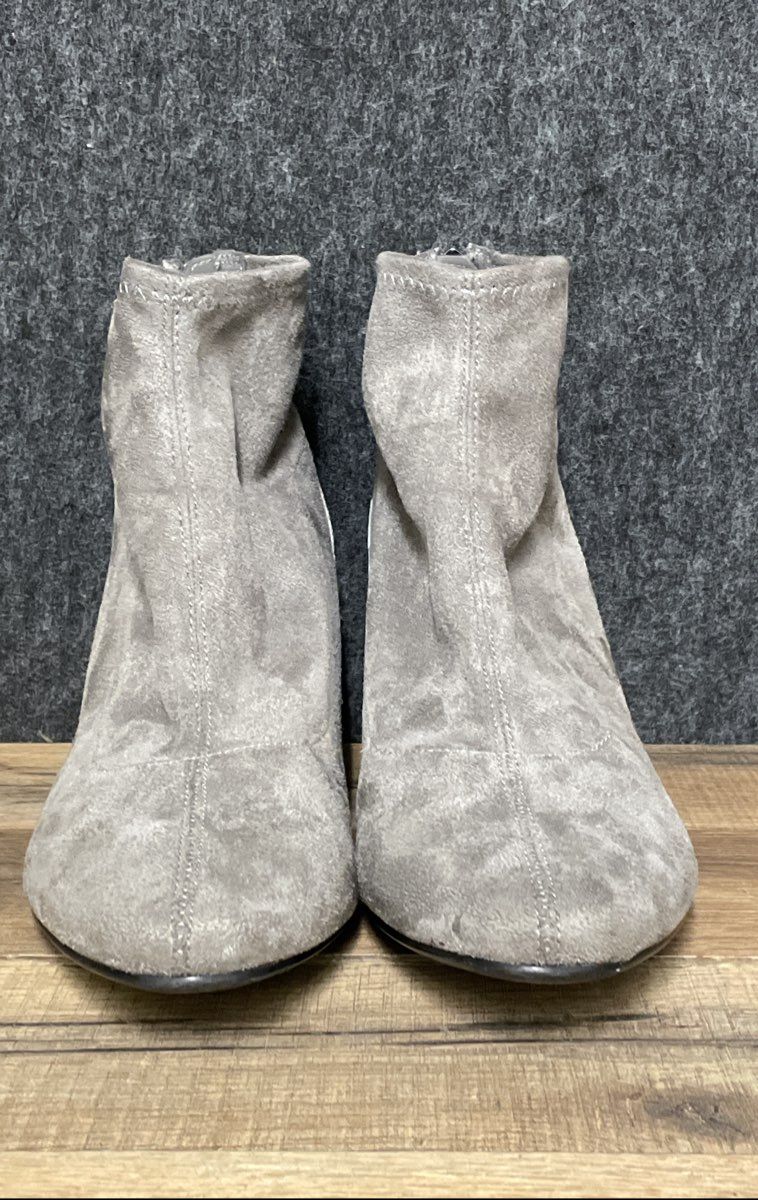 Bandolino Grey Suede Snakeskin Block Heel Ankle Boots Women's Size 10 M