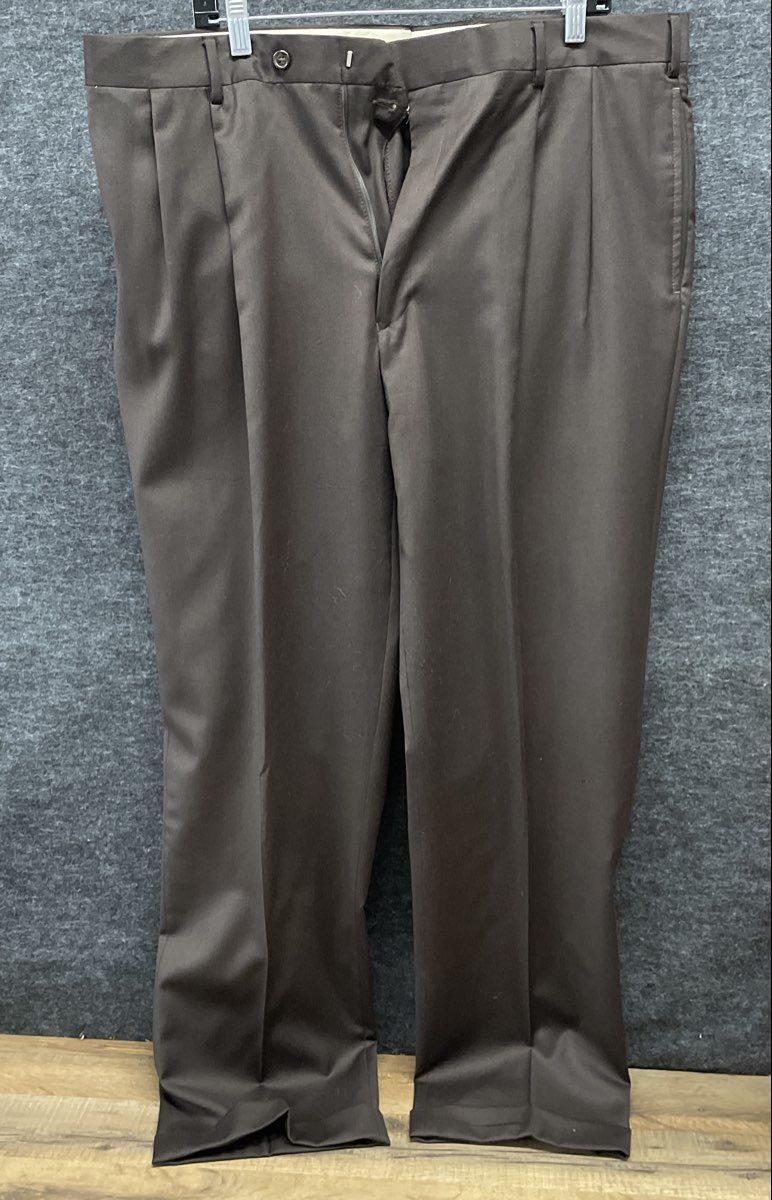 Jos A Bank Men's Suit Tan Houndstooth Jacket 46L Brown Wool Pants 38R