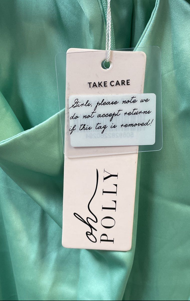 Oh Polly Women's Mint Satin Rhinestone Underwire Midi Dress Sz 6 US 2 NWT