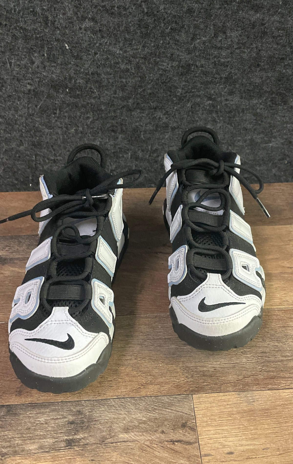 Nike Air More Uptempo Black White Iridescent Youth Sneakers Size 1Y