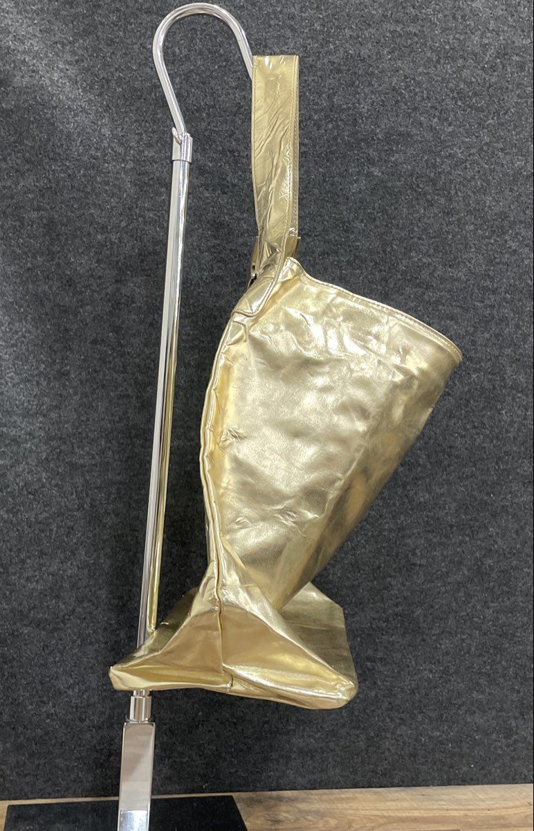Gold Metallic Latex Oversized Hobo Shoulder Bag Large Buckle Fashion Tote