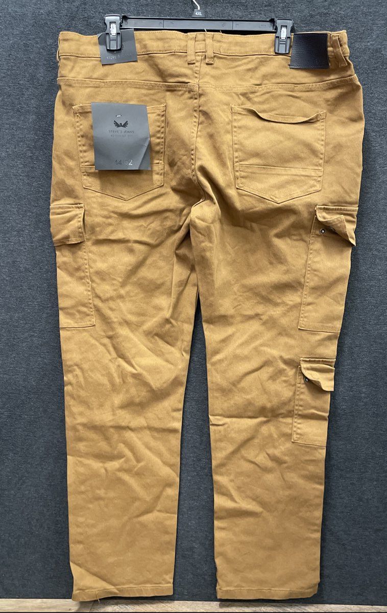 Steve's Jeans Men's Tobacco Regular Fit Comfort Stretch Denim Cargo Pants 44x32