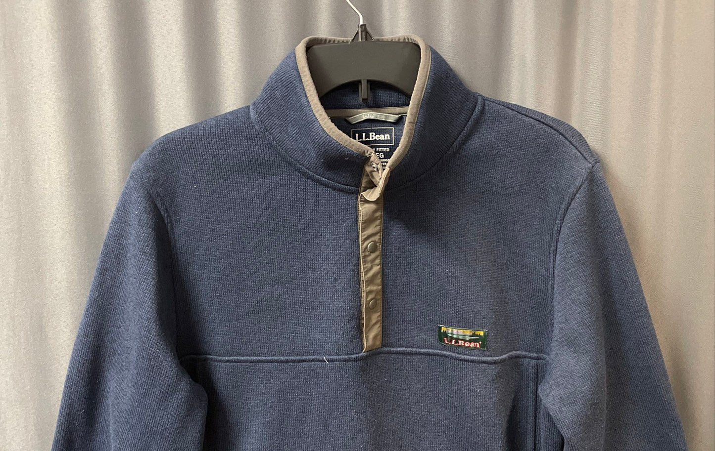 LL Bean Men's Blue Sweater Fleece 1/4 Snap Pullover Slightly Fitted Sz M