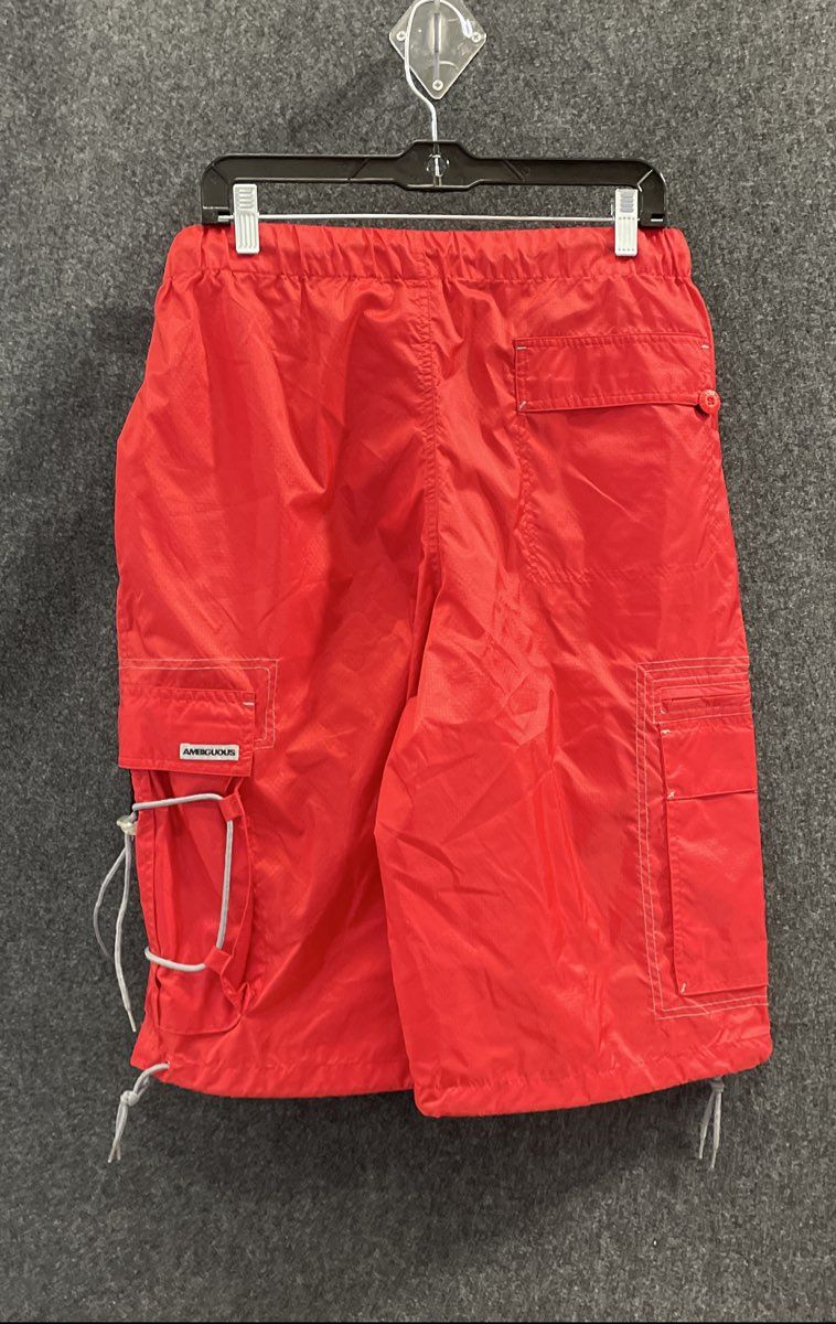 Vintage Y2K Ambiguous Men's Red Tactics Long Shorts Nylon Ripstop Cargo Sz L NWT