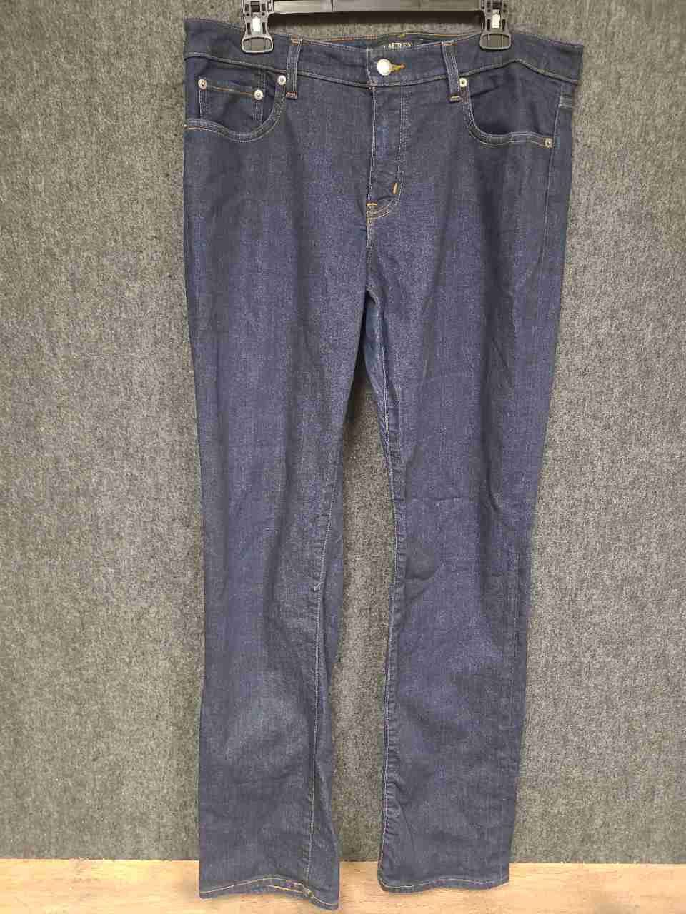 Lauren Ralph Lauren Women's Dark Wash Straight Leg Stretch Denim Jeans Sz 14