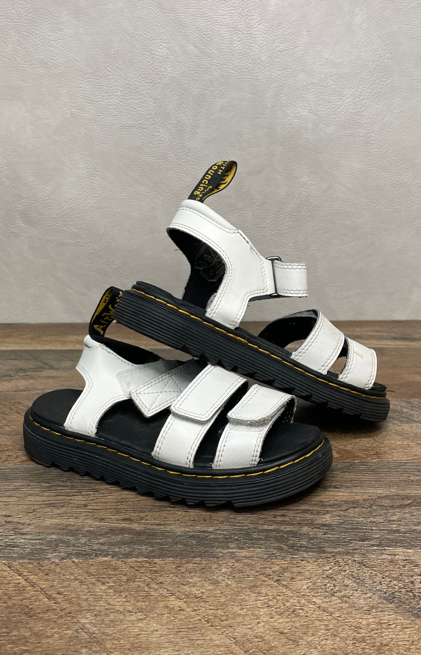 Dr. Martens Klaire J White Leather Triple Strap Youth Sandals Size 1