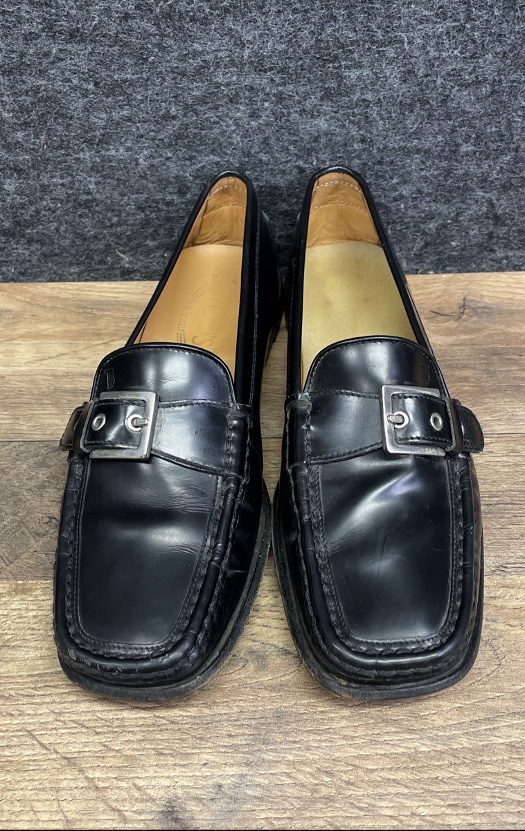 Tod's Black Leather Buckle Loafers Women's Size 38.5