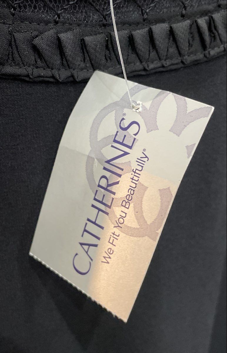 Catherines Women's Black Floral Dress Embellished Neckline Sleeveless NWT Sz 3X