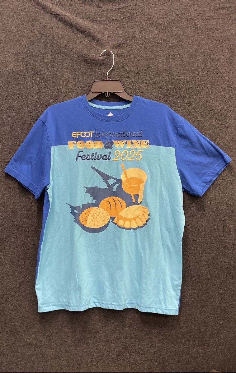 Disney Men's EPCOT International Food & Wine Festival 2025 T-Shirt Blue Sz L