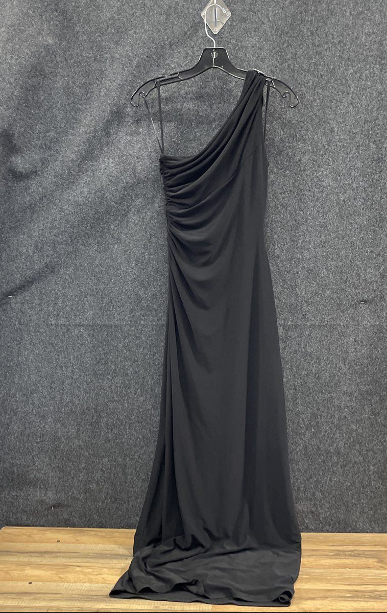 Lauren Ralph Lauren Evening Women's Black One Shoulder Ruched Brooch Gown Sz 2P