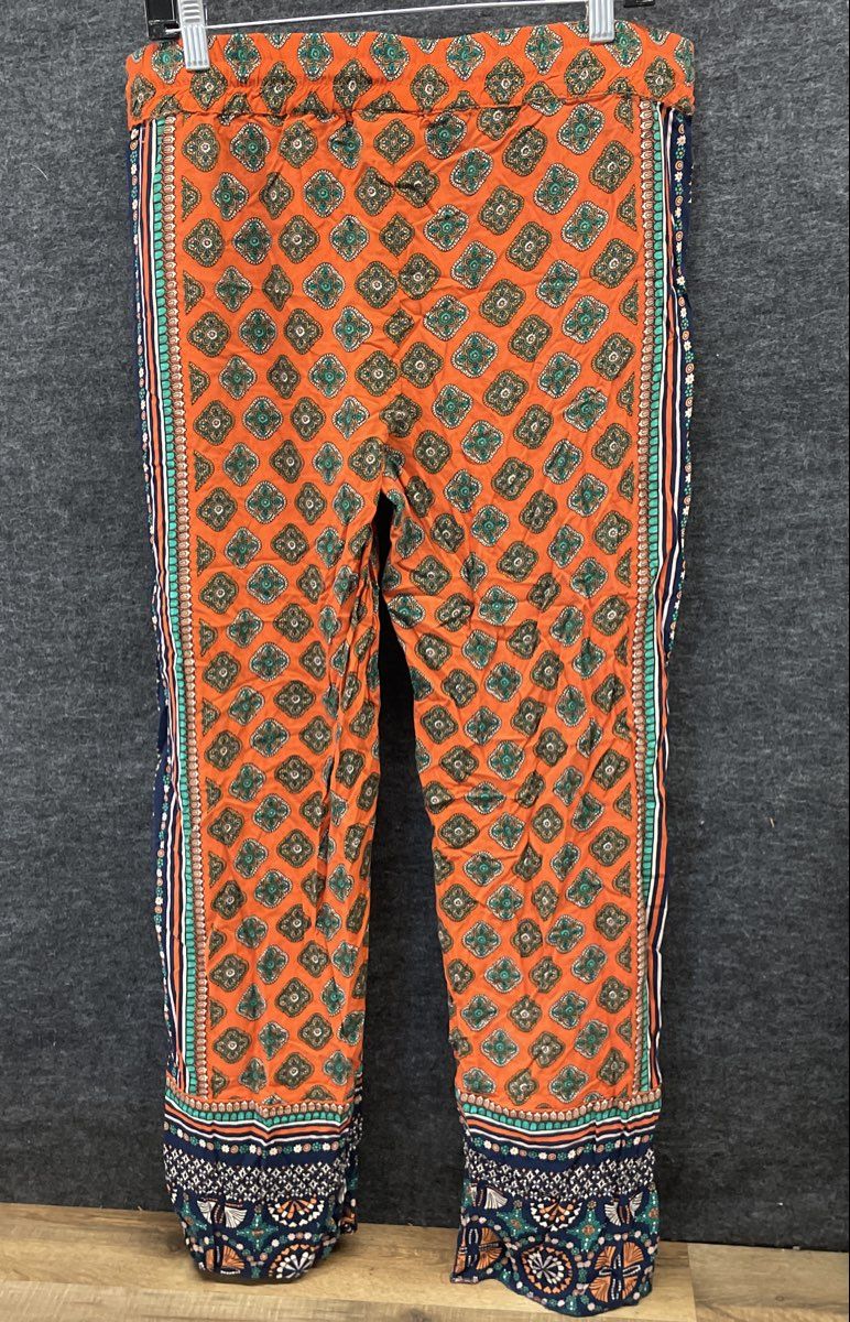 Lucy & Laurel Women's Orange Bohemian Medallion Print Drawstring Pants Size XL