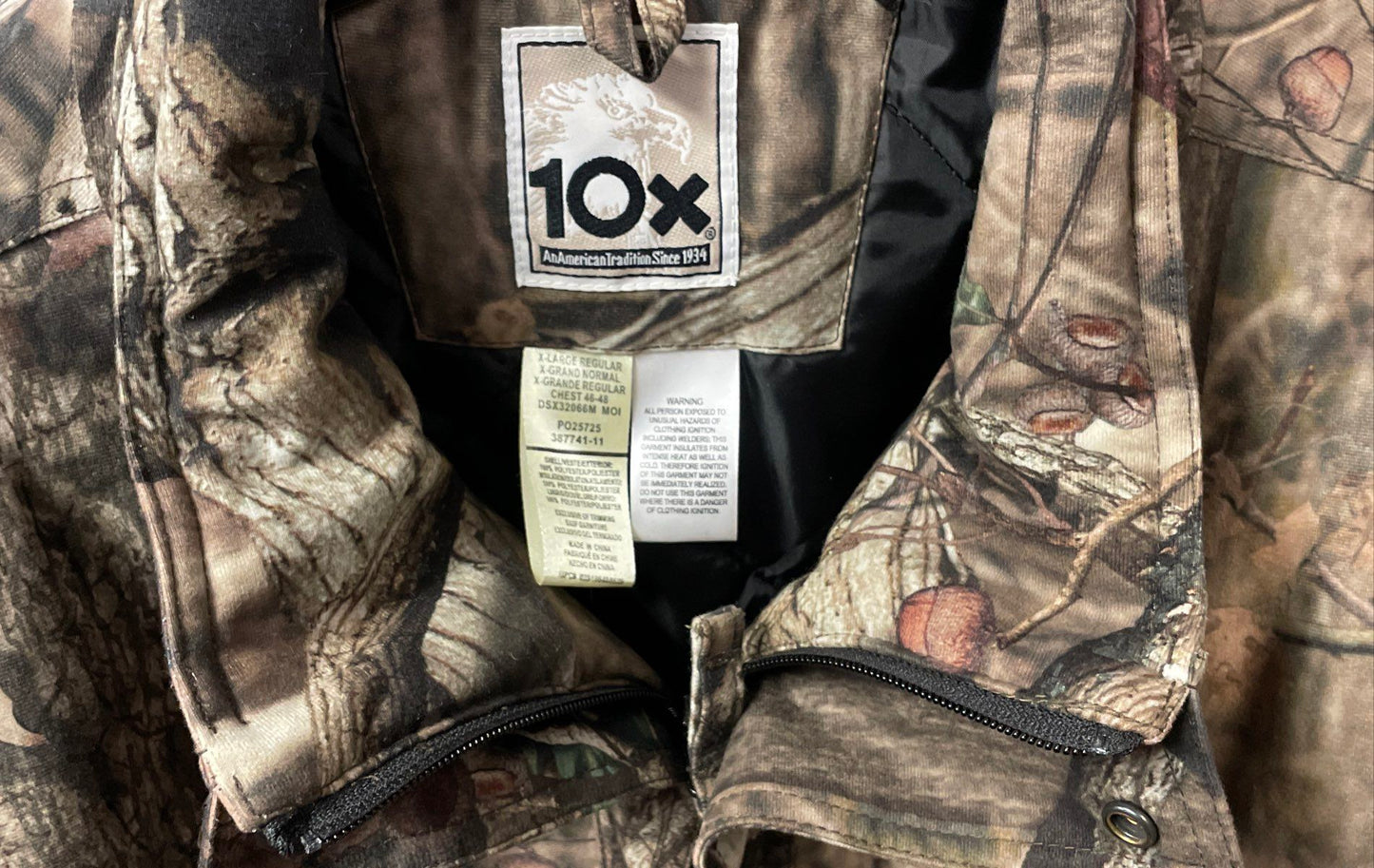 10X Men's Camo Hunting Jacket Mossy Oak Break Up Infinity Parka Sz XL