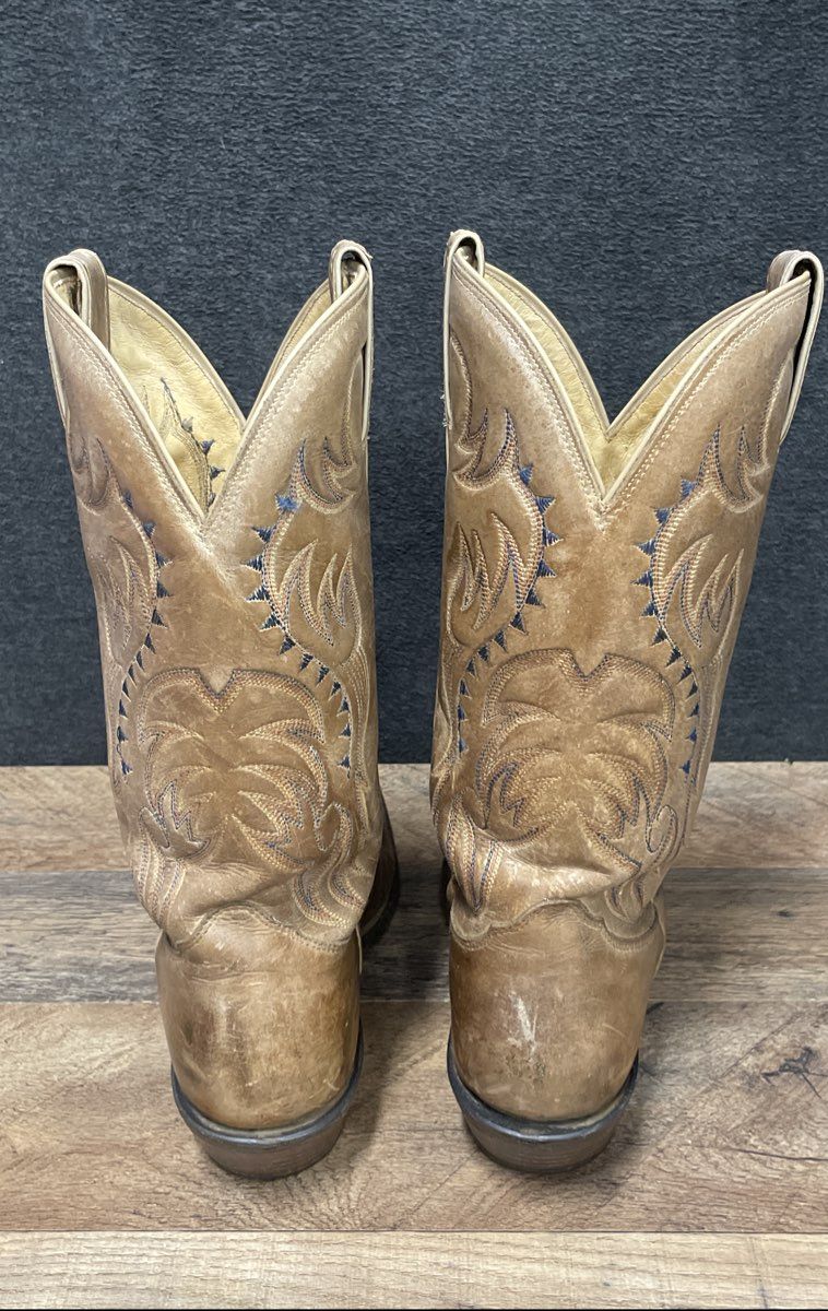 Nocona MD2711 Tan Leather Handcrafted USA Western Cowboy Boots Men's Size 9 EE