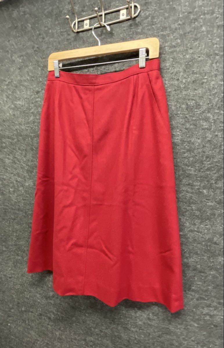 Vintage 80s Koret Women's Red A-Line Pocket Midi Skirt Sz 14 ILGWU