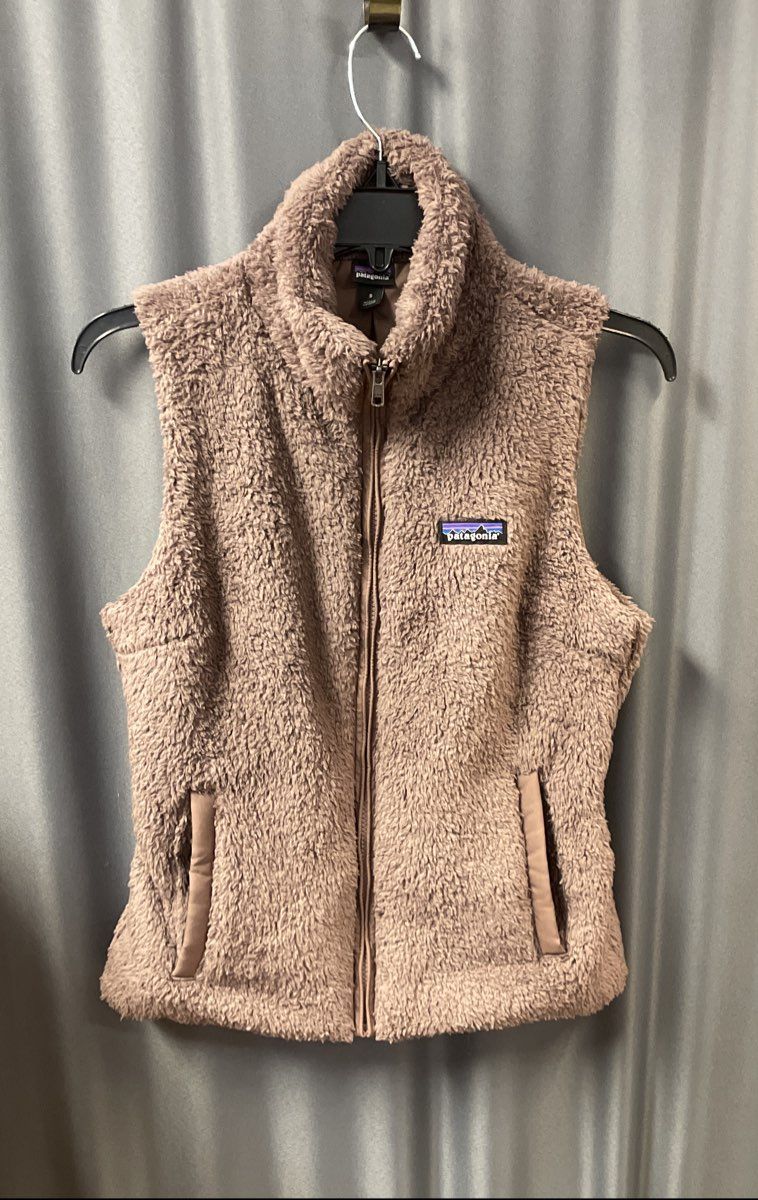 Patagonia Women's Los Gatos Fleece Vest Mauve Pink Full Zip High Pile Fuzzy Sz S