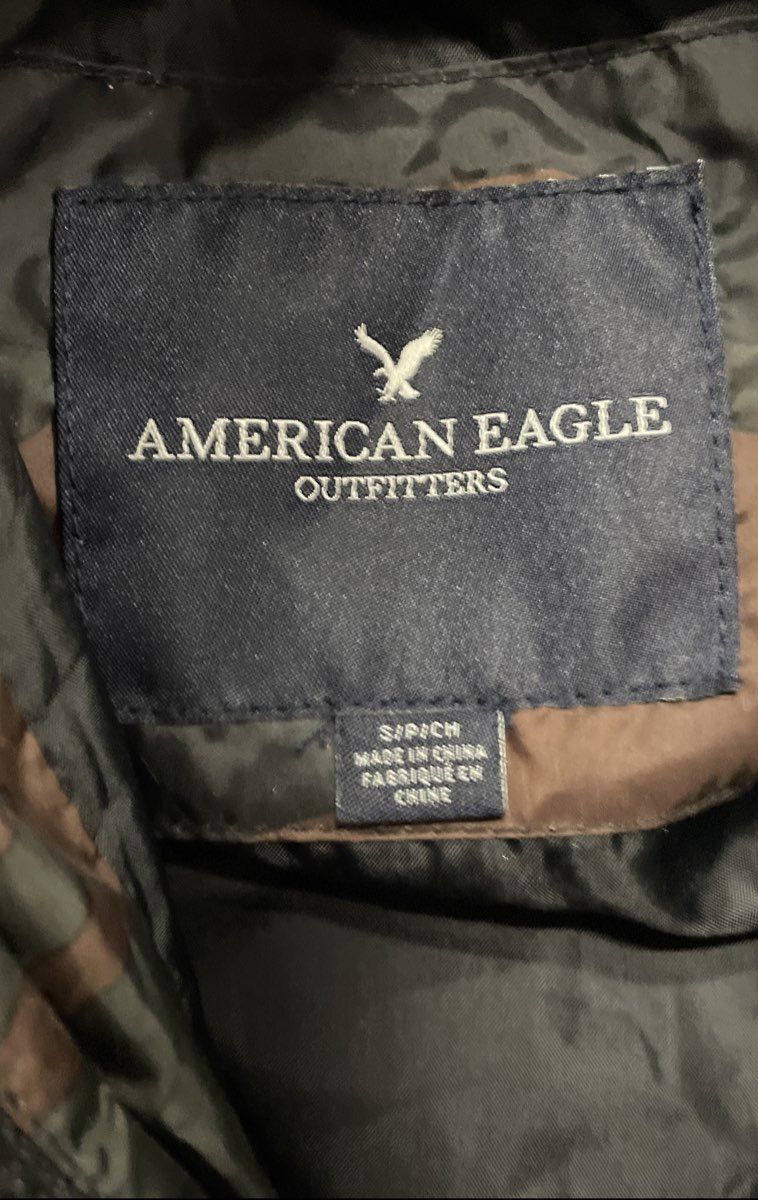 American Eagle Women's Camo Puffer Jacket Full Zip Hooded Insulated Sz S