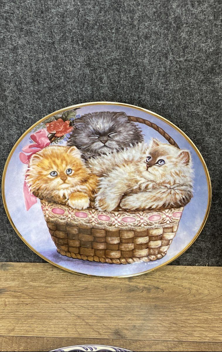 Franklin Mint Santa Claws & Other Cat Plates Lot of 4 Vintage Collector Plates