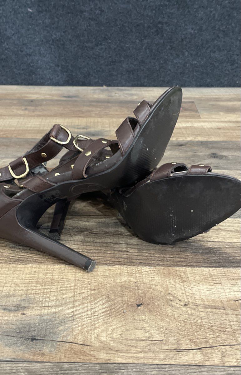 Jessica Simpson JS Brown Caged Strappy Studded Gladiator Heels Size 6.5