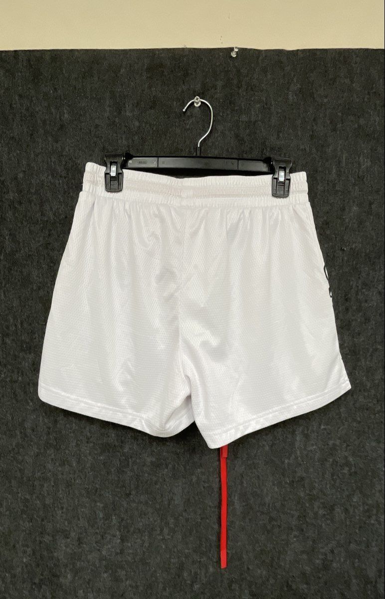 Kill Crew Men's White Mesh Athletic Shorts Black Flame Red Drawstring Size L
